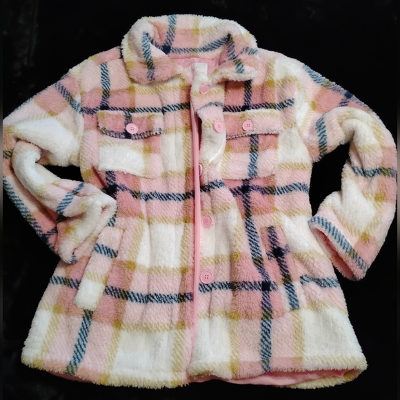 White Mark Jackets & Blazers - 💕NEW! Fleece Plush Pink Plaid Shacket Shirt Jacket Button Down Lined Thick Warm